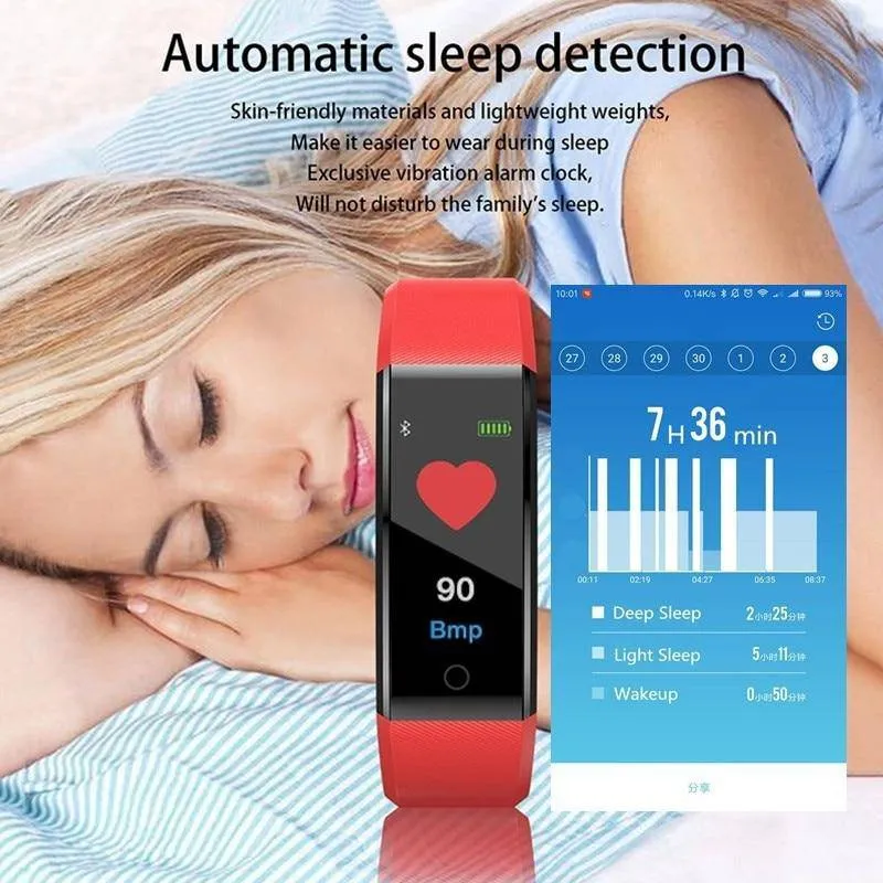 115 Plus Bluetooth Smart Watch Heart Rate Monitor Fitness Tracker Bracelet Waterproof