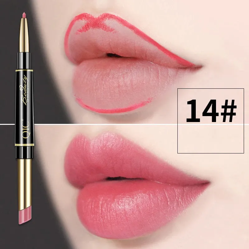 2 IN 1 Lip Liner Waterproof Matte Lipstick Pencil Long Lasting