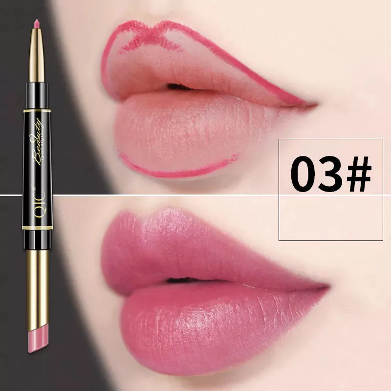 2 IN 1 Lip Liner Waterproof Matte Lipstick Pencil Long Lasting