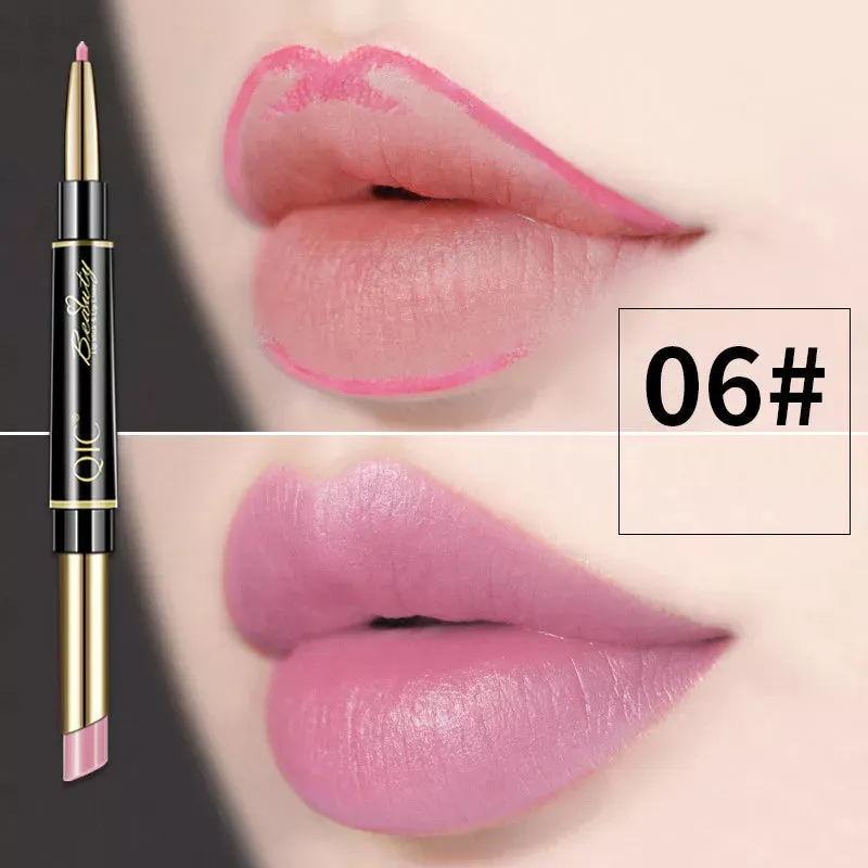 2 IN 1 Lip Liner Waterproof Matte Lipstick Pencil Long Lasting