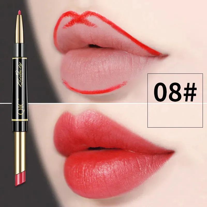 2 IN 1 Lip Liner Waterproof Matte Lipstick Pencil Long Lasting