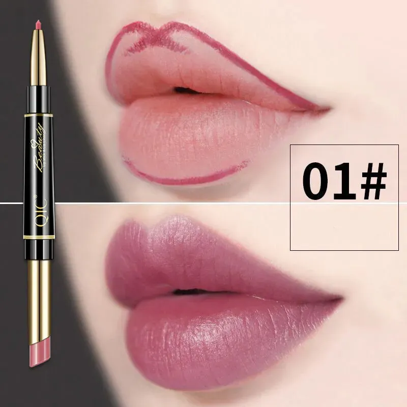 2 IN 1 Lip Liner Waterproof Matte Lipstick Pencil Long Lasting