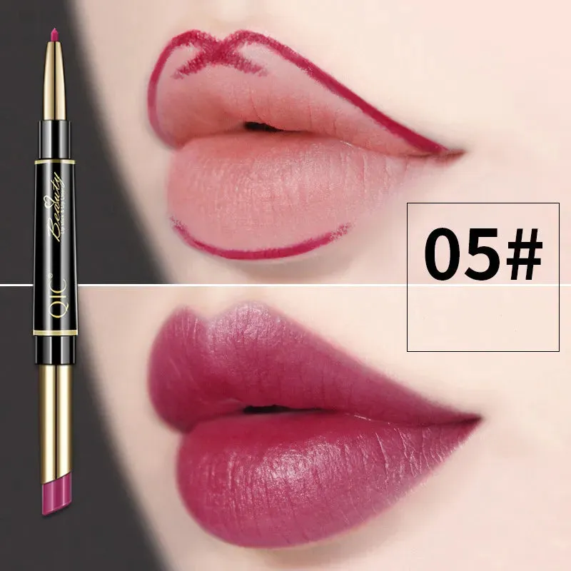 2 IN 1 Lip Liner Waterproof Matte Lipstick Pencil Long Lasting