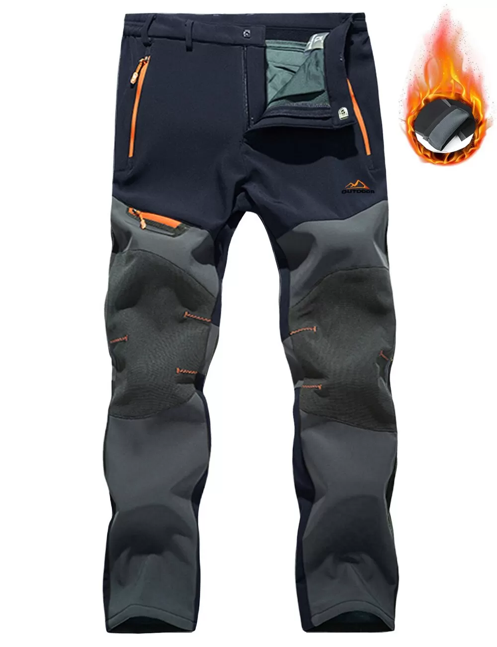 All Season Breathable Mens Tactical Pants Fishing Hiking Camping Waterproof No Fleece Pants Zipper Pocket Casual Trousers