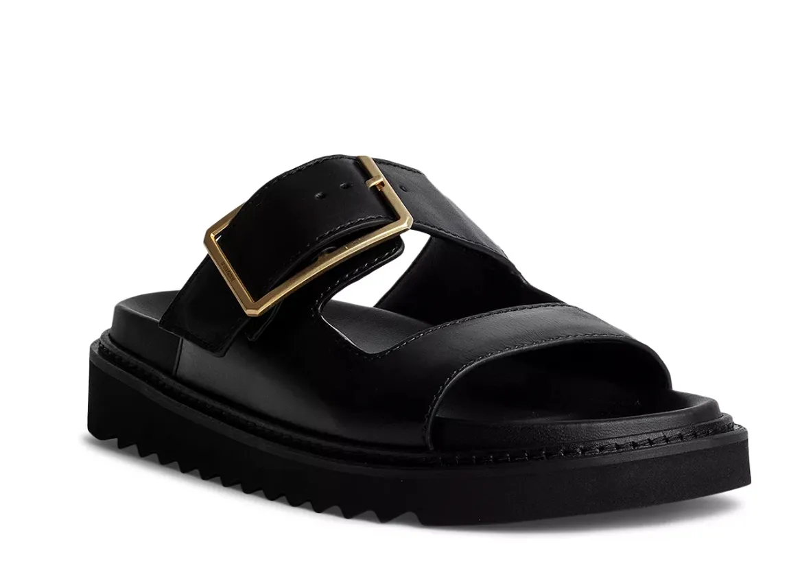 Alpha Cecilia Black Slide Sandals