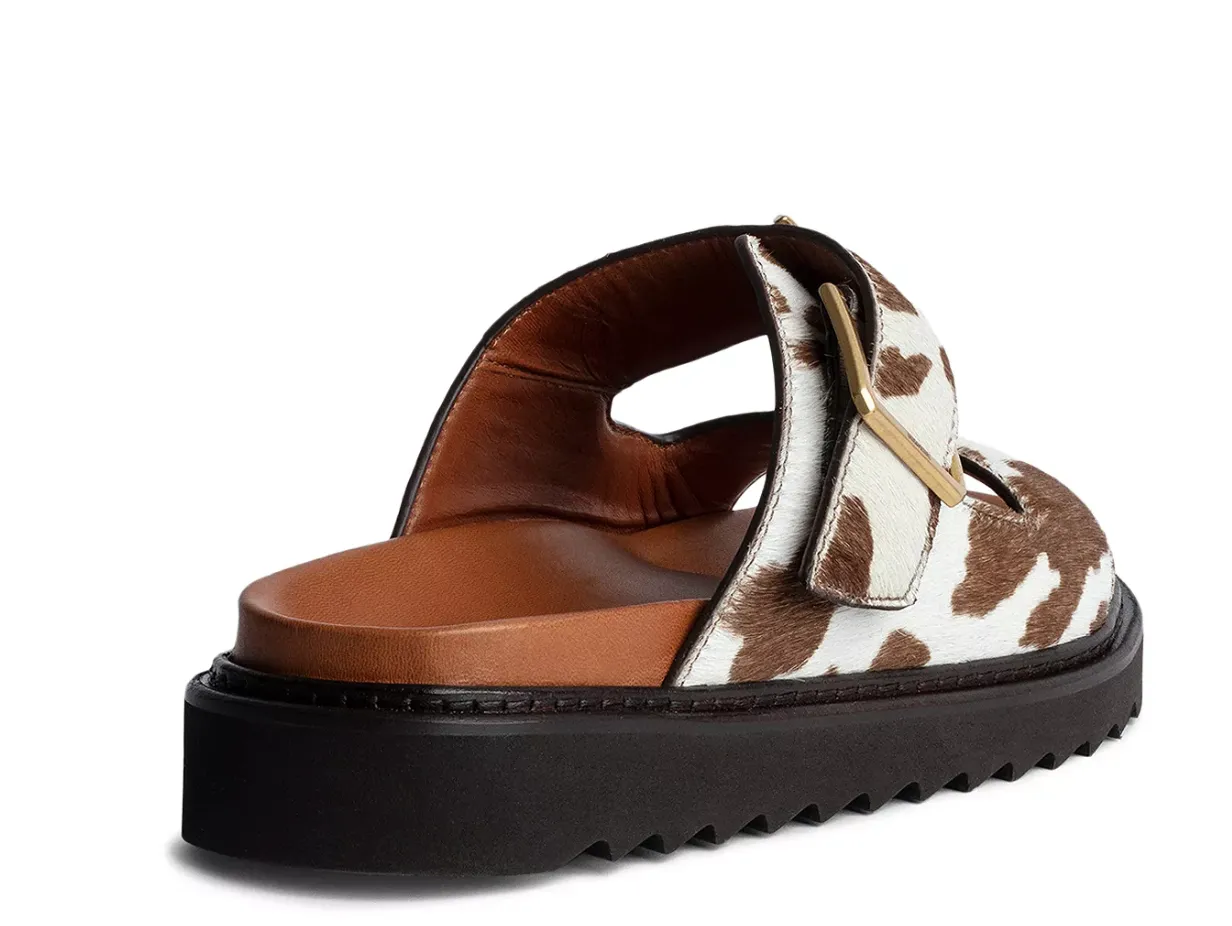 Alpha Cecilia Calf Hair Slide Sandals