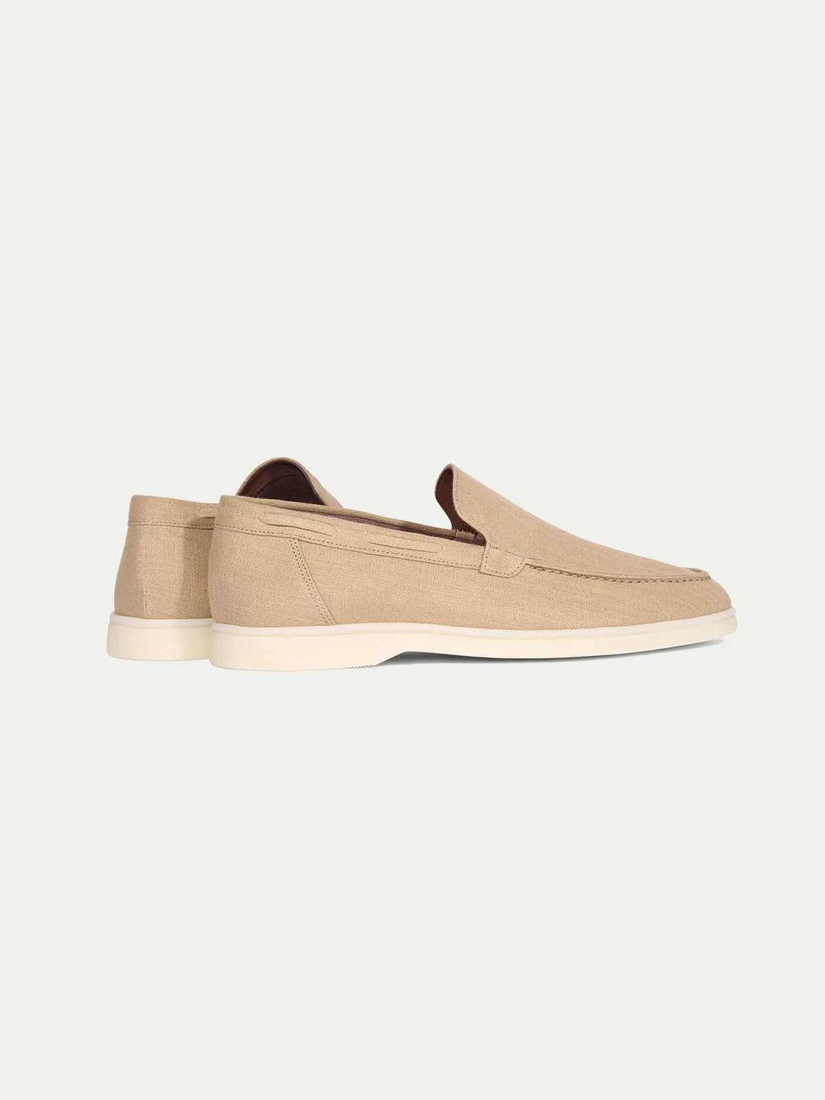 Beige Linen Yacht Loafers