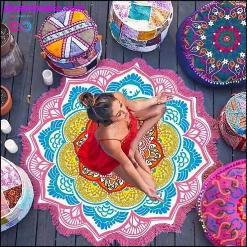 Bohemian Mandala Round Beach Tapestry/ Hippie Yoga Mat