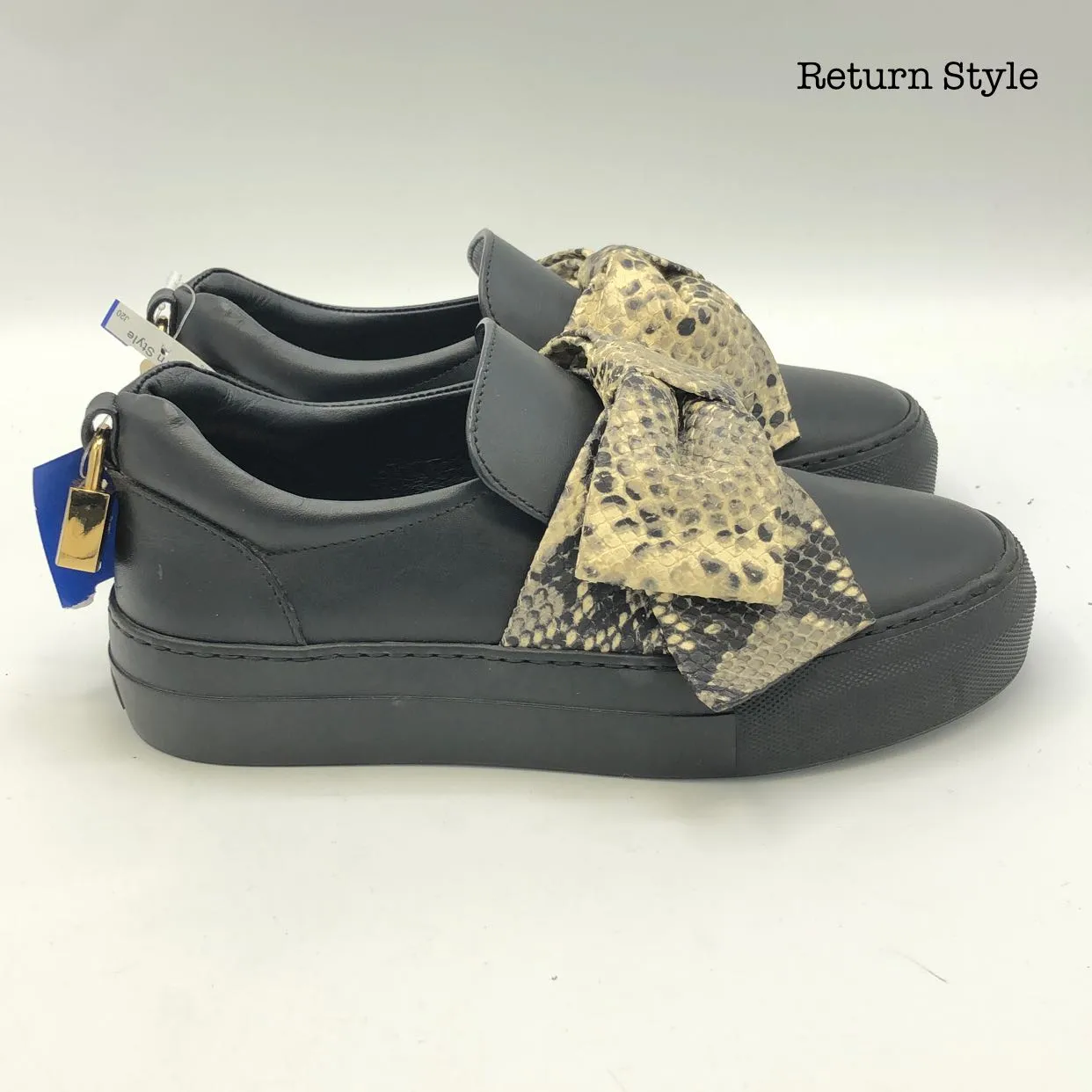 BUSCEMI Beige Black Leather Slip Shoe Size 35 US: 5 Shoes