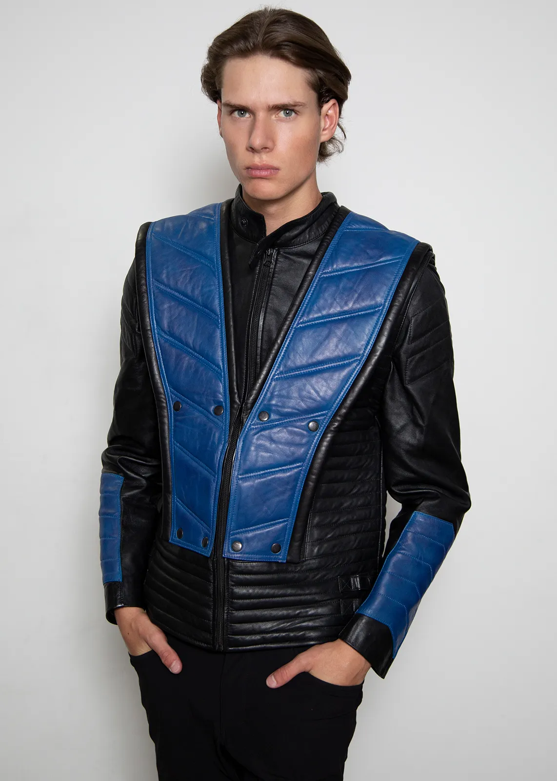 Buy Mens Sub-Zero Mortal Kombat Ninja Leather Jacket Costume