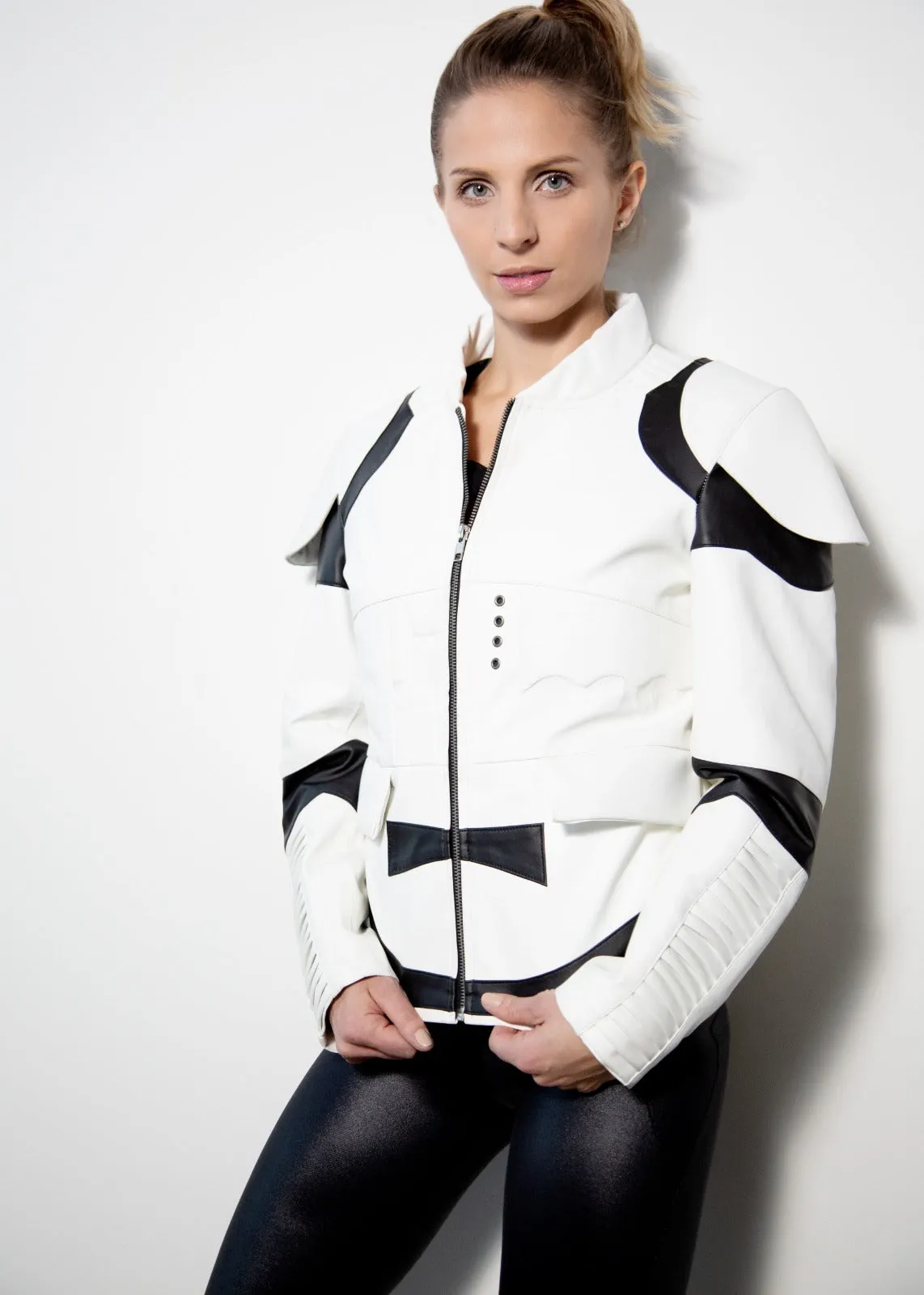 Buy Womens Star Wars Stormtrooper Leather Jacket White | LucaJackets