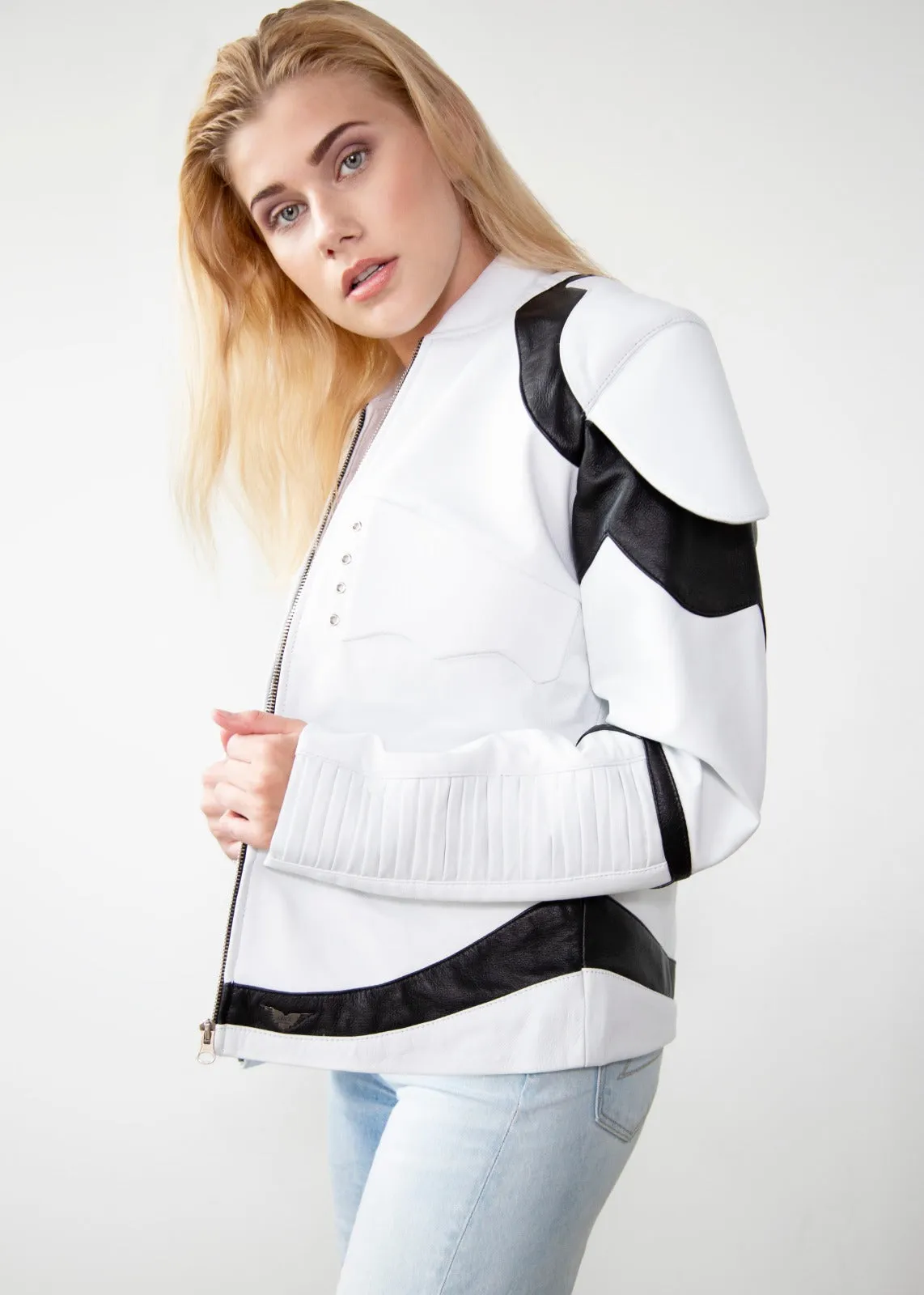 Buy Womens Star Wars Stormtrooper Leather Jacket White | LucaJackets