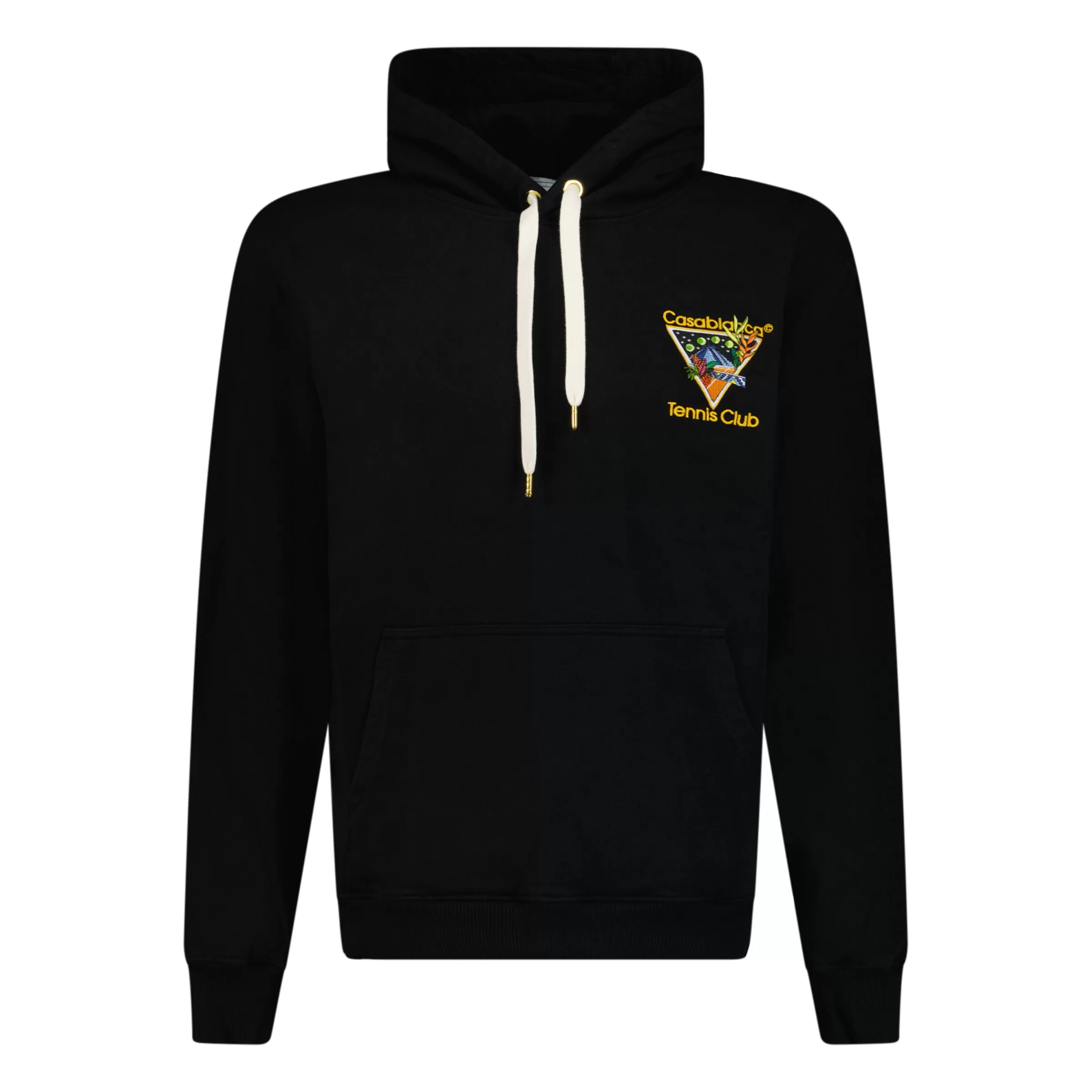 CASABLANCA  LOGO EMBROIDERED HOODED SWEATSHIRT BLACK