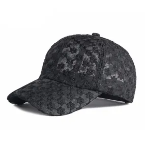 Casual Women's Solid Breathable Floral Mesh Decor Sun Protect Baseball Cap