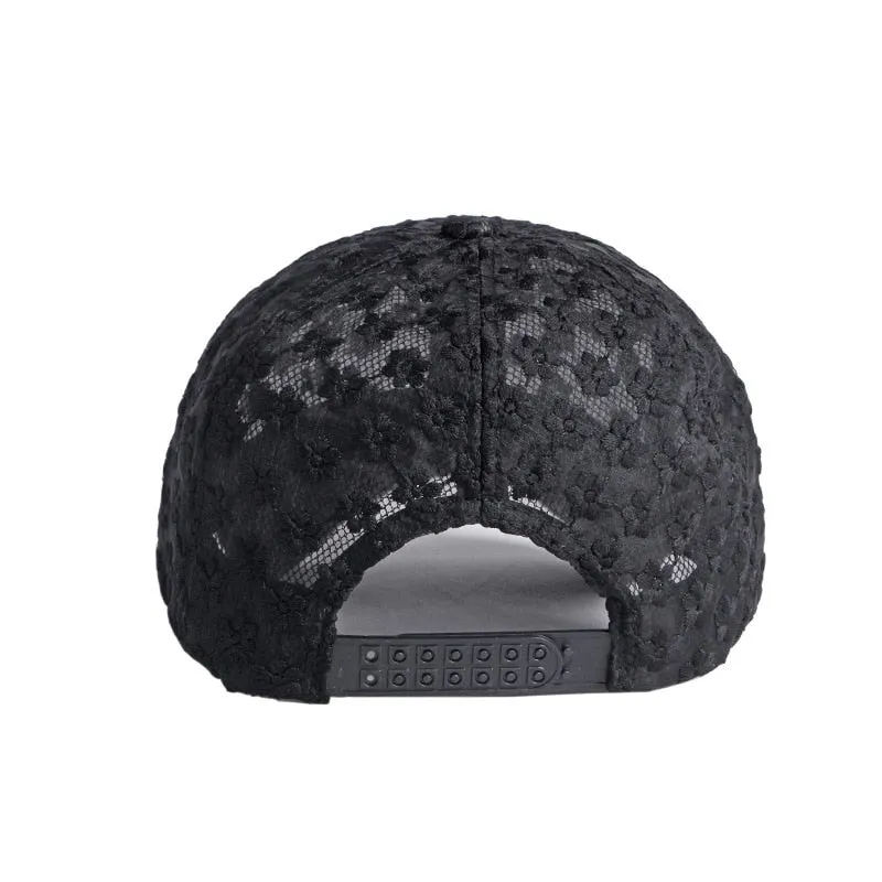 Casual Women's Solid Breathable Floral Mesh Decor Sun Protect Baseball Cap