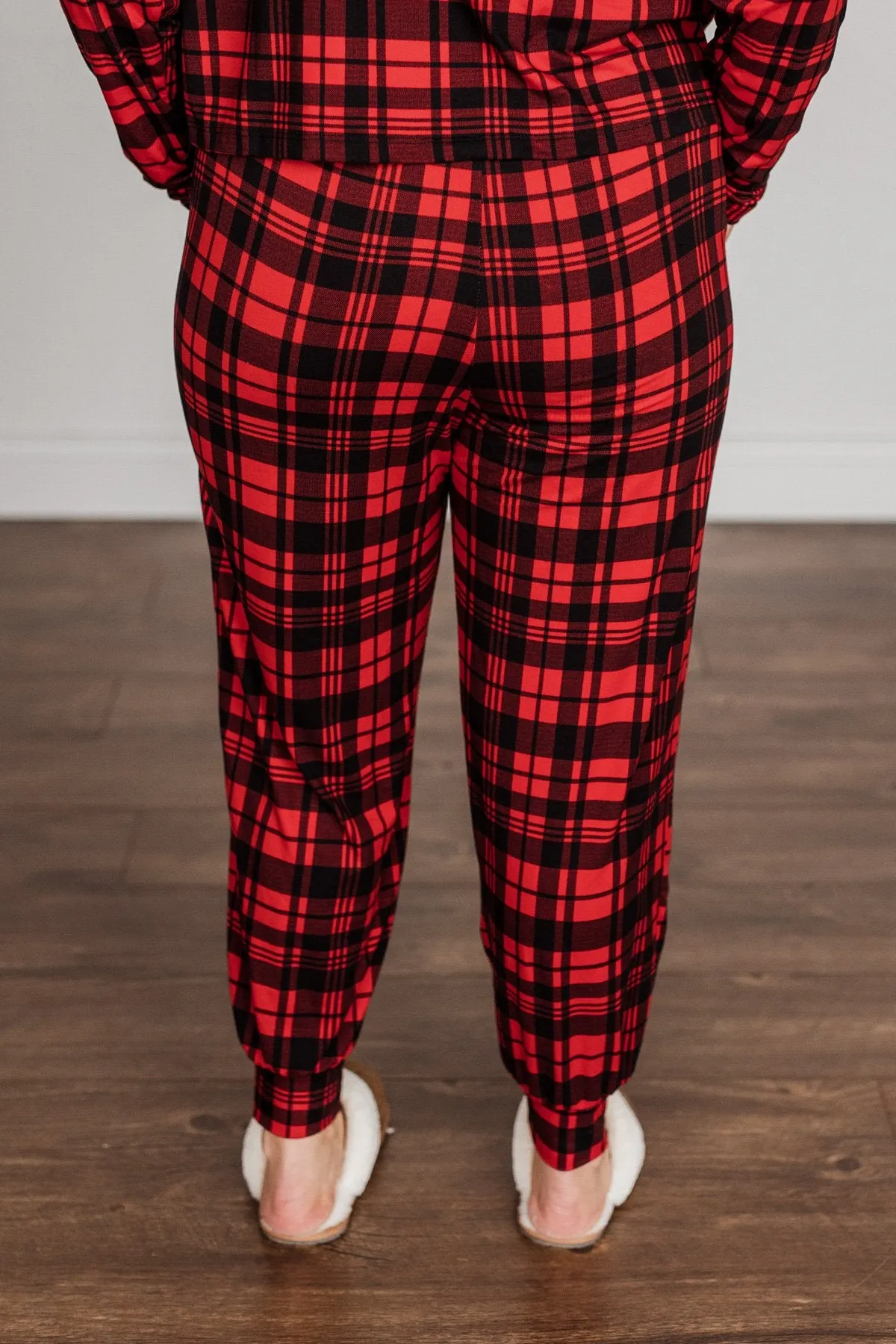 Chasing Snowflakes Plaid Lounge Bottoms- Red & Black