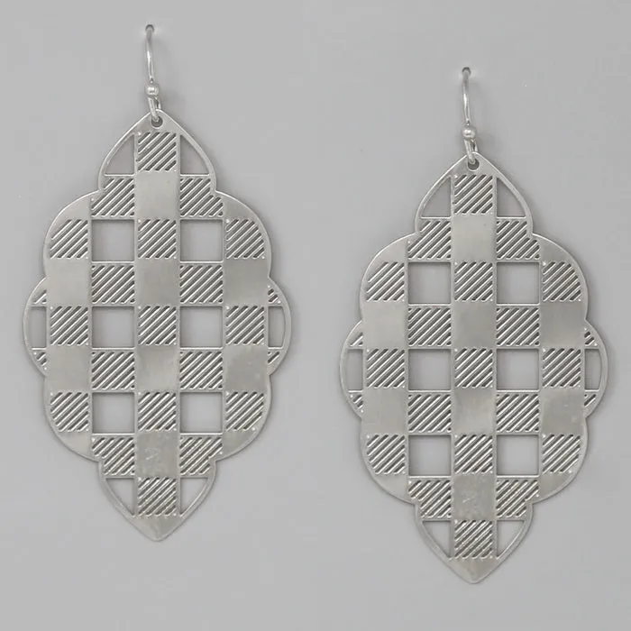 Check Pattern Moroccan Frame Lightweight Filigree Earrings