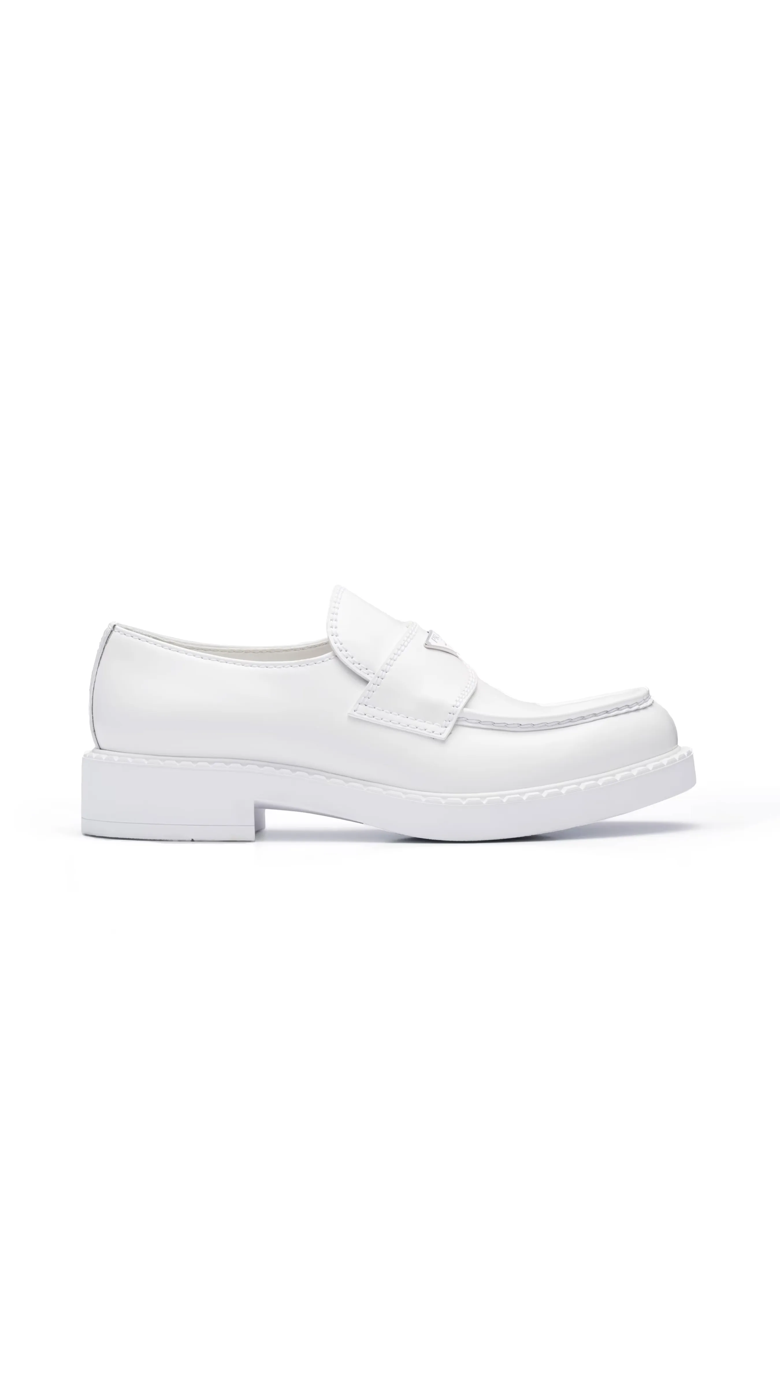 Chocolate Brushed Leather Loafers - White