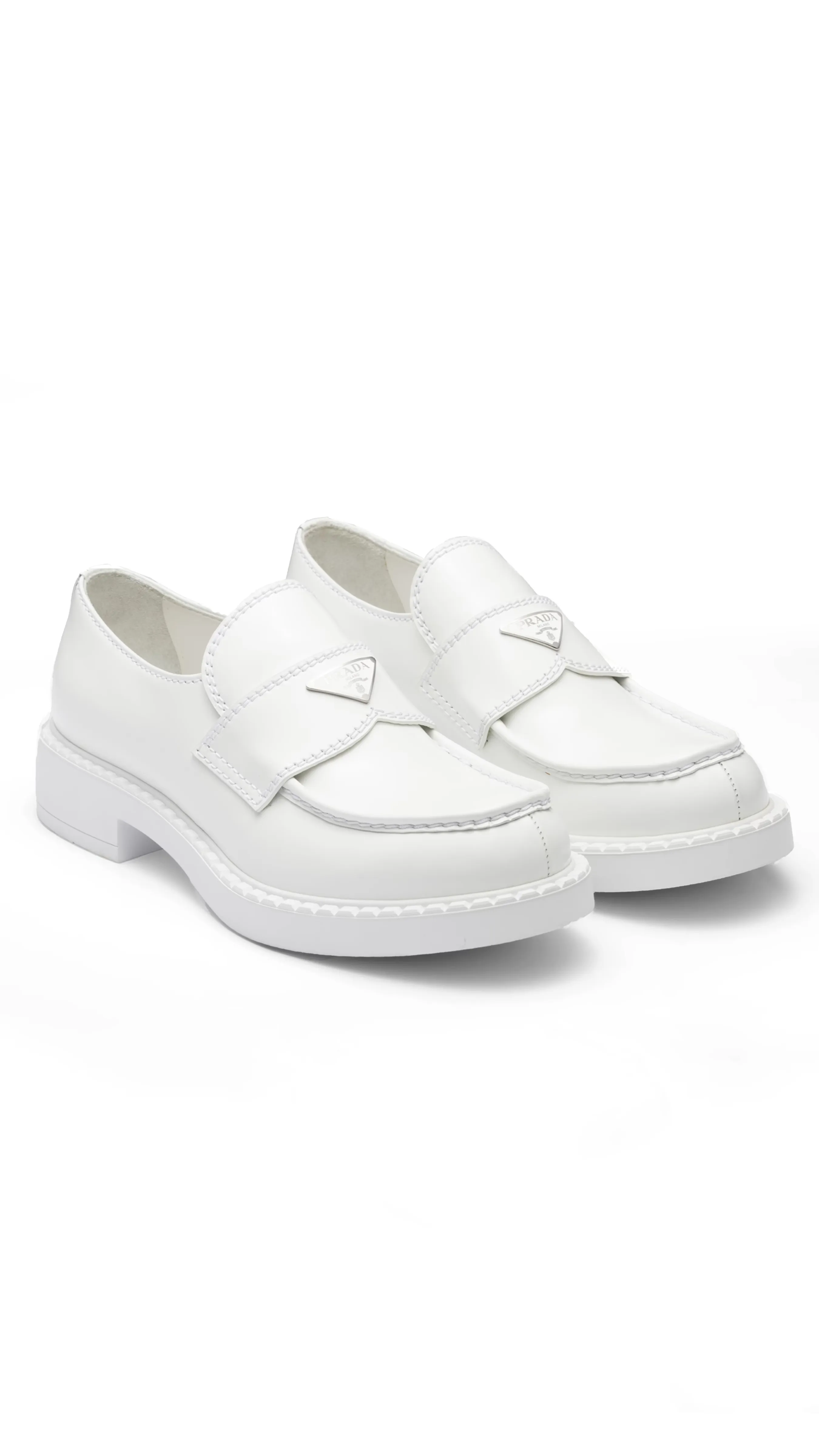 Chocolate Brushed Leather Loafers - White