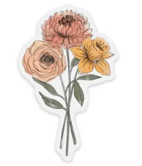 Clear Daffodil and Chrysanthemum Sticker