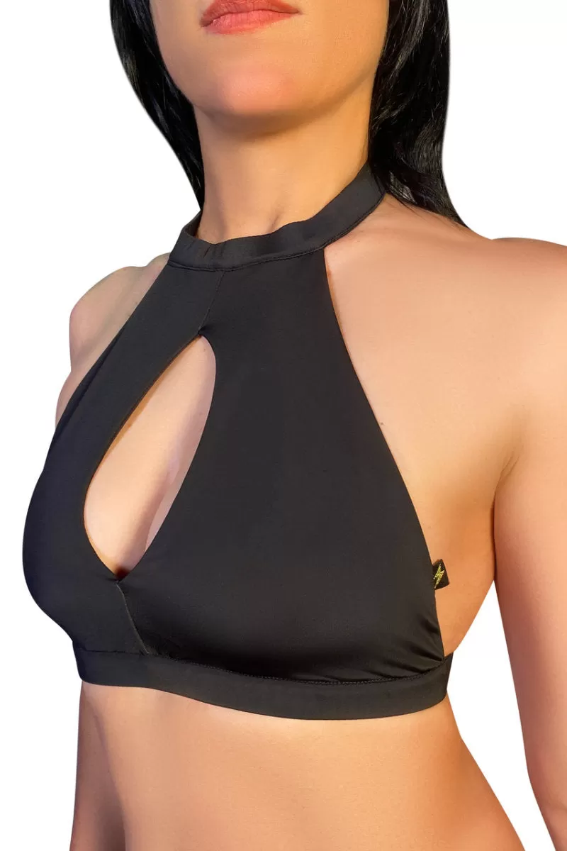 Cleo the Hurricane Amber Keyhole Top - Black