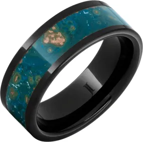 Copper Sea - Black Diamond Ceramic Blue Patina Copper Ring