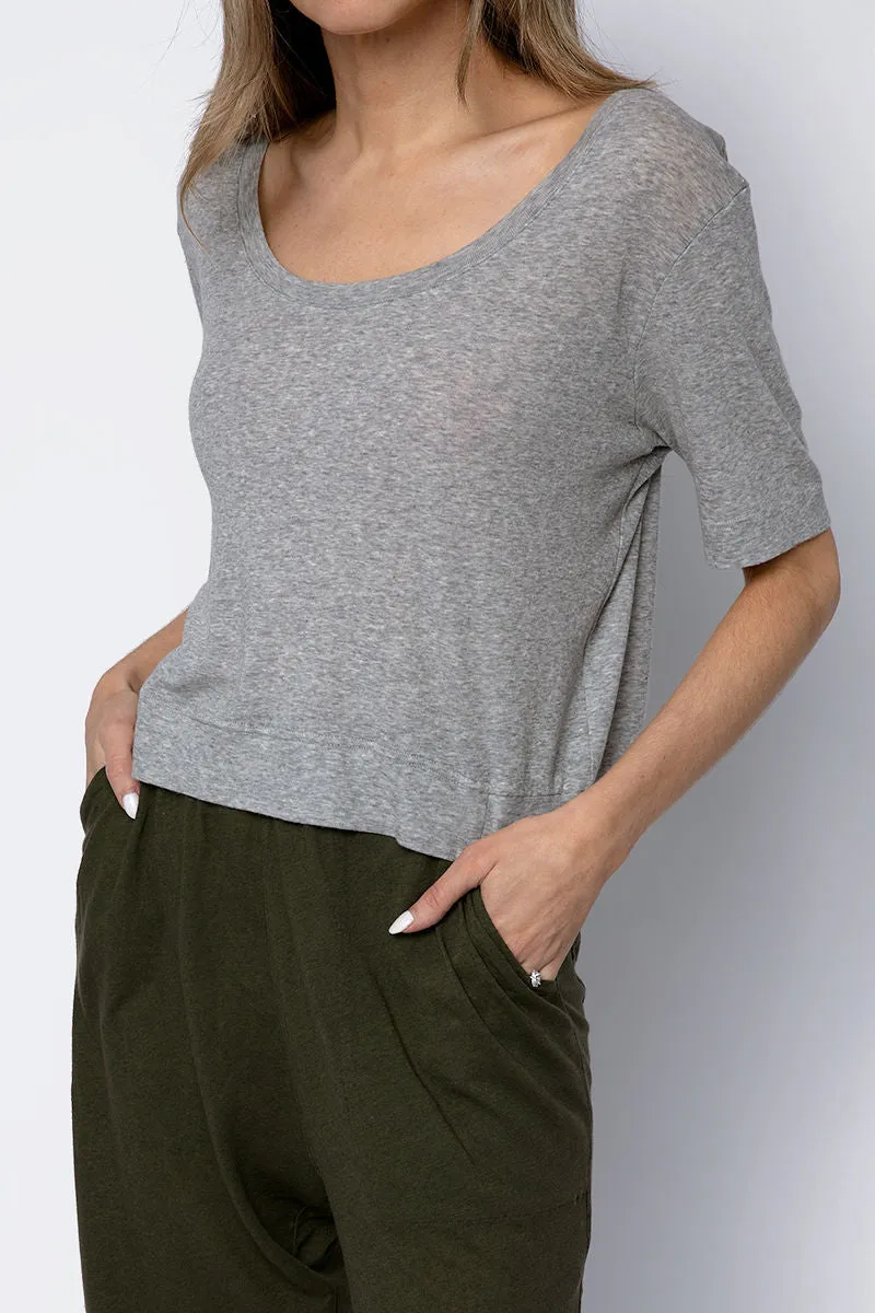 Cotton Crop Tee in Heather Grey