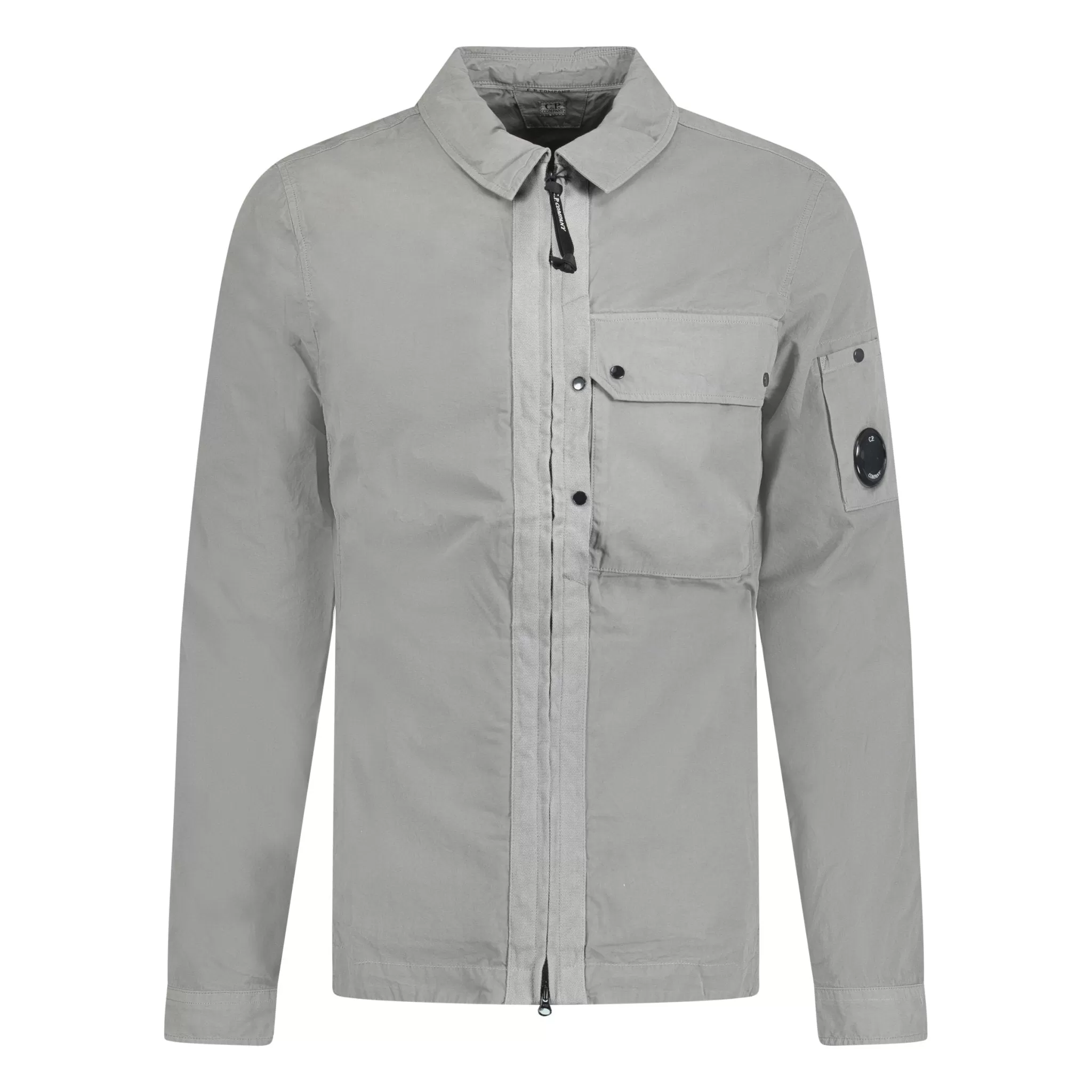 CP COMPANY FULL ZIP LENS OVERSHIRT GREY