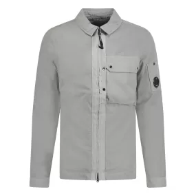 CP COMPANY FULL ZIP LENS OVERSHIRT GREY