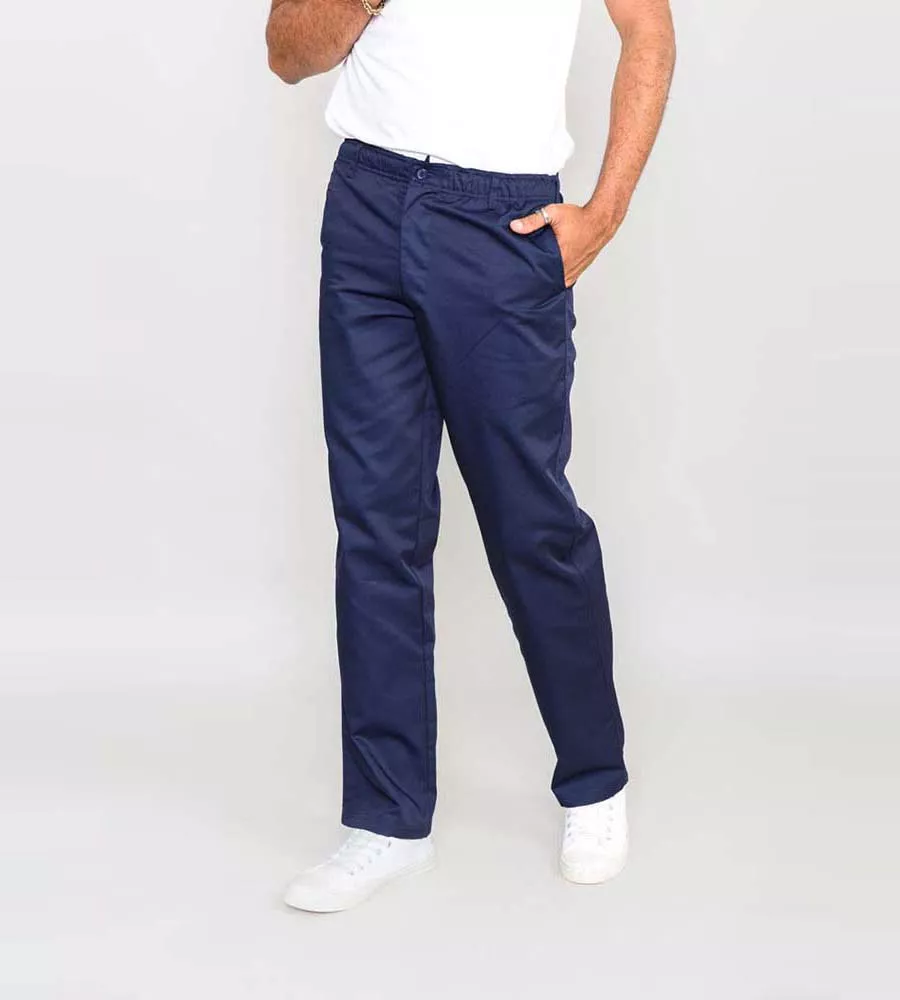 D555 Mens Navy Rugby Trousers Pants Full Elasticated Waist (BASILIO NAVY)