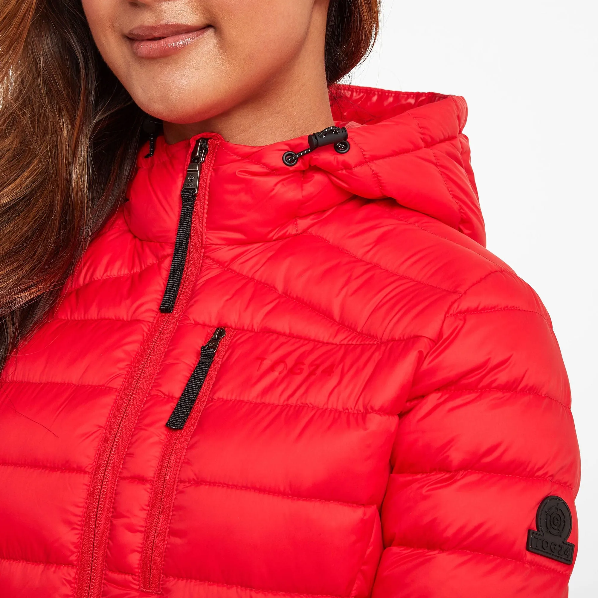 Drax Womens Hooded Down Jacket - Dark Coral