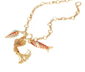 Enamel Coral Creatures Boho Necklace