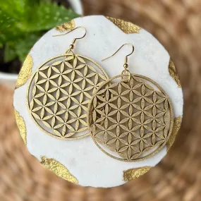 Flower of Life Wooden Earrings