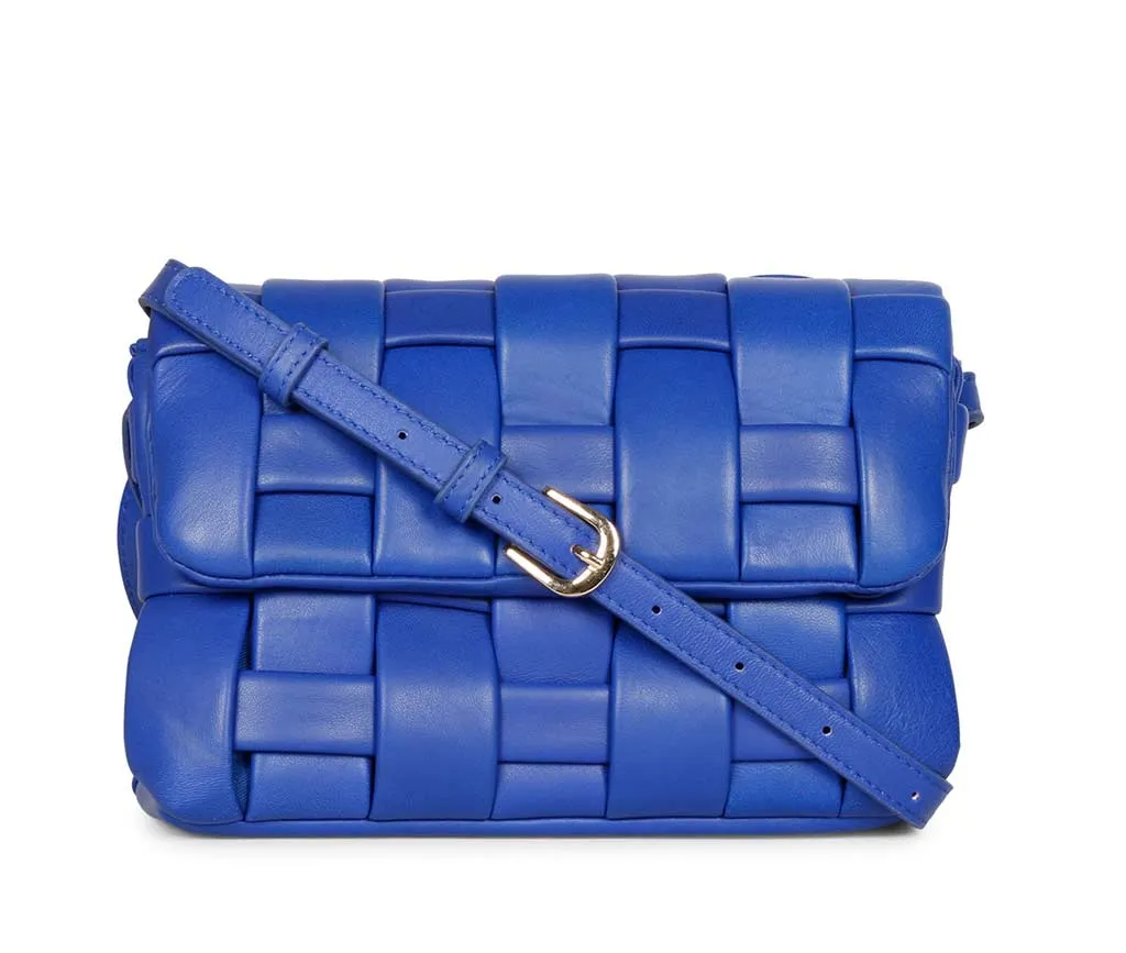 Giada Blue Woven Leather Cross Body Sling Bags