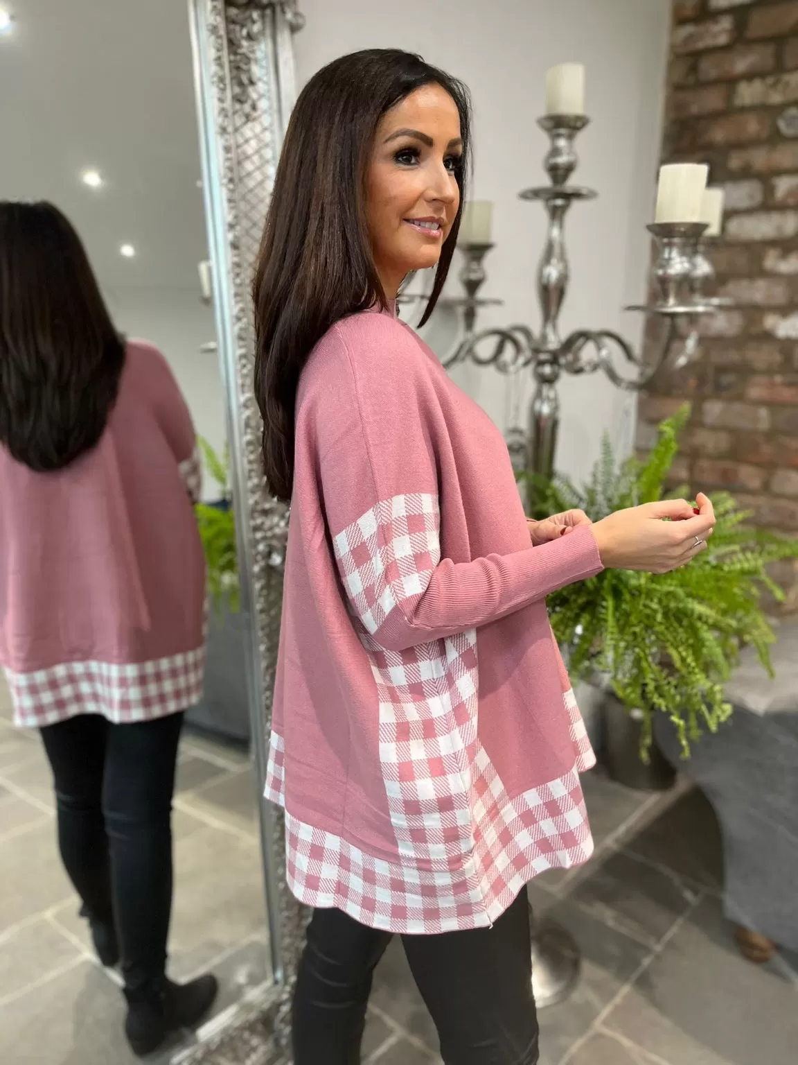 Gingham Batwing Fine Knit Beatrix