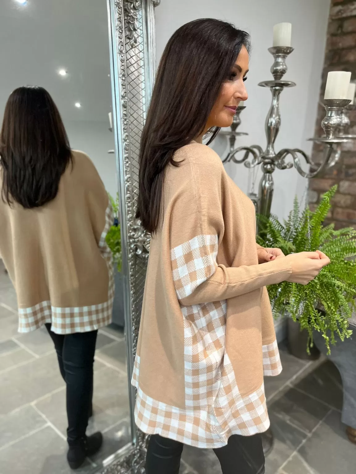 Gingham Batwing Fine Knit Beatrix