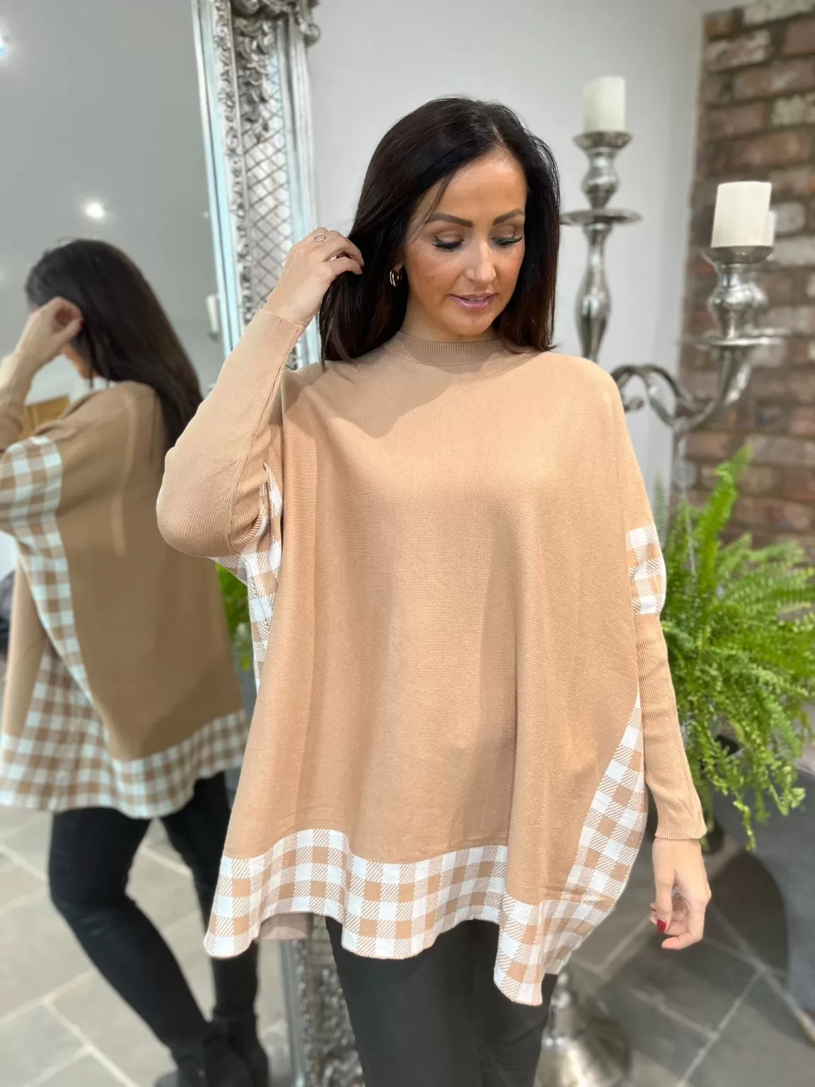 Gingham Batwing Fine Knit Beatrix