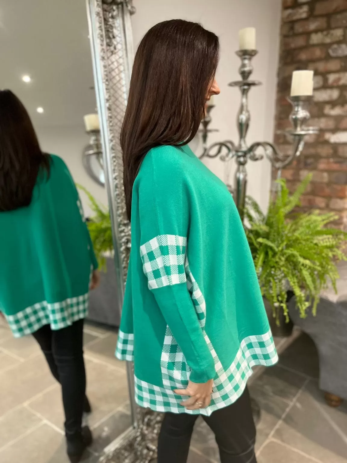 Gingham Batwing Fine Knit Beatrix