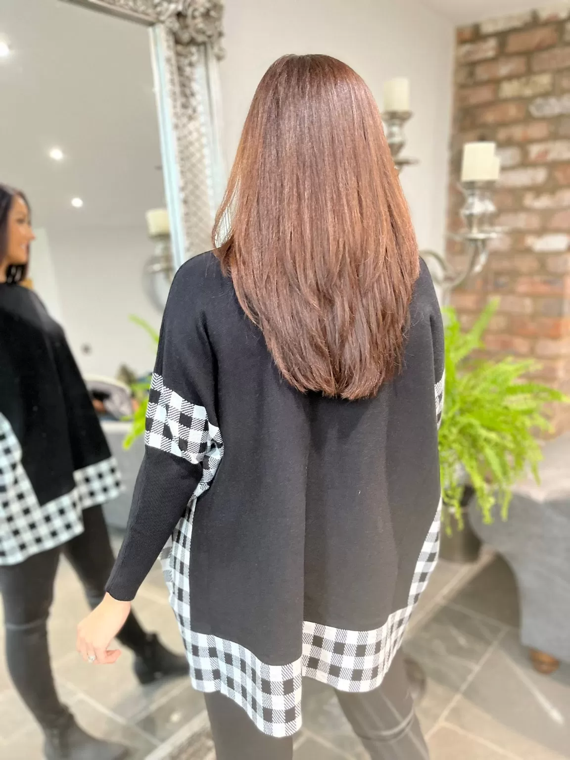 Gingham Batwing Fine Knit Beatrix