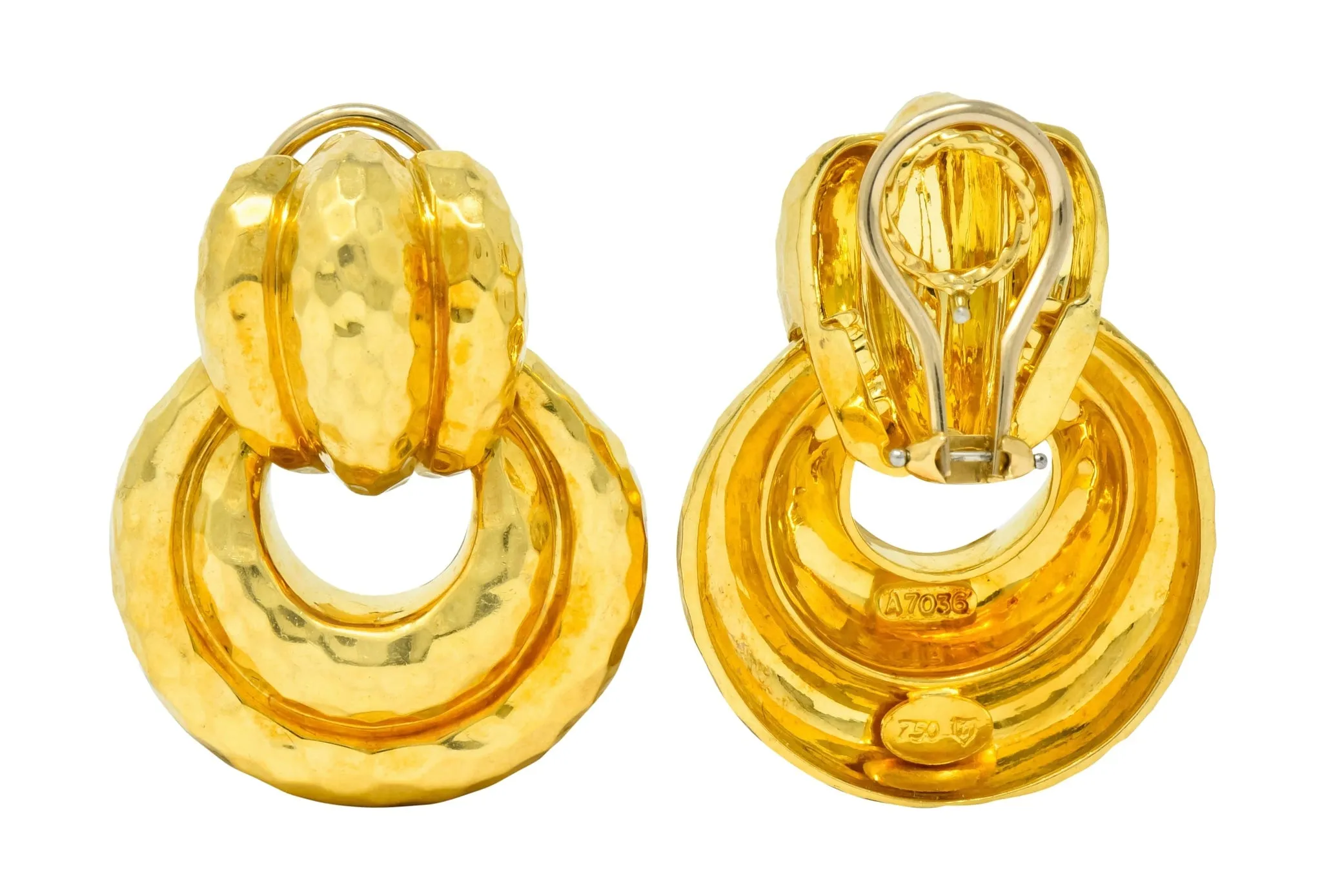 Henry Dunay 18 Karat Yellow Gold Fashionable Door Knocker Earrings