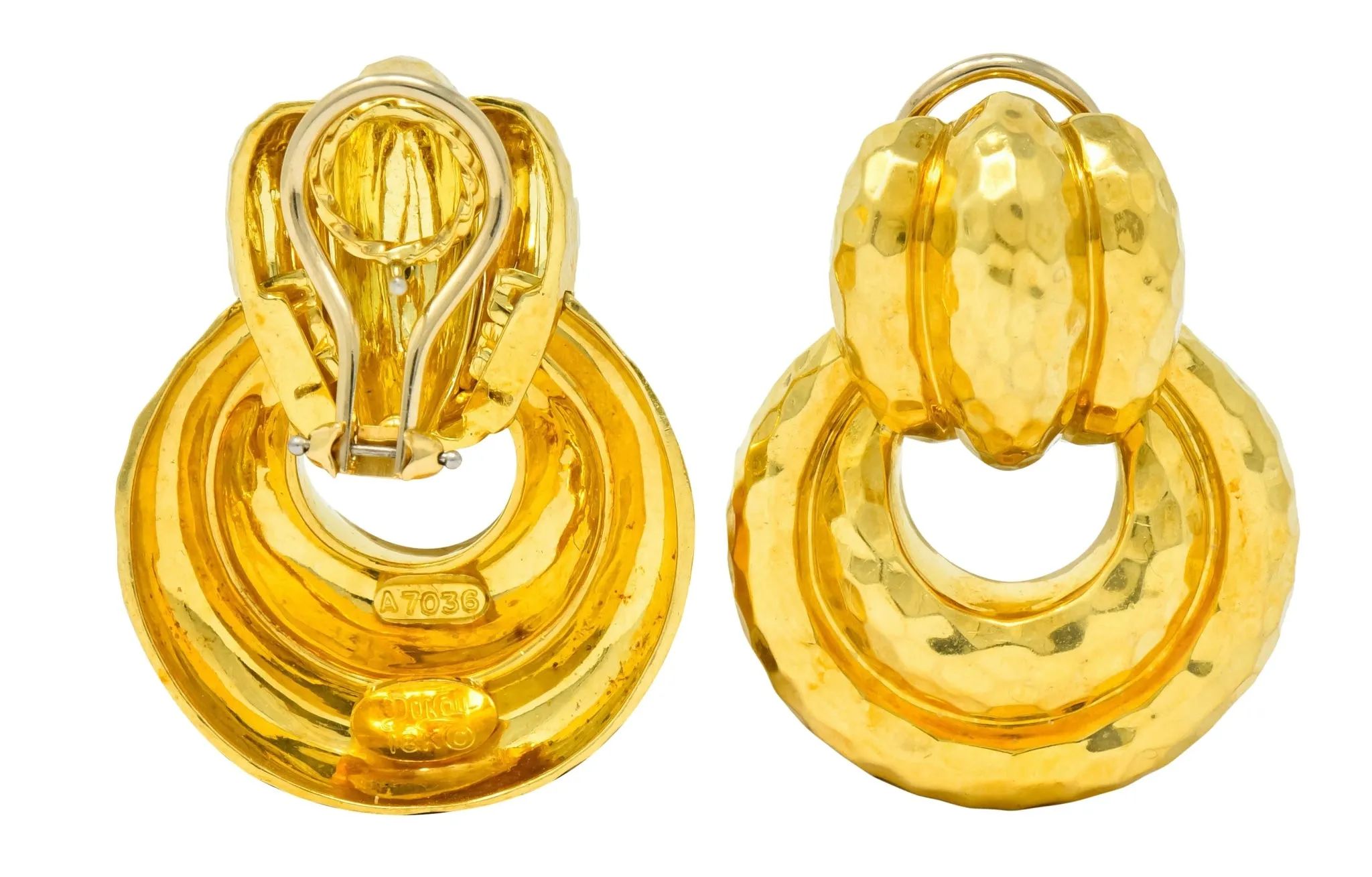 Henry Dunay 18 Karat Yellow Gold Fashionable Door Knocker Earrings