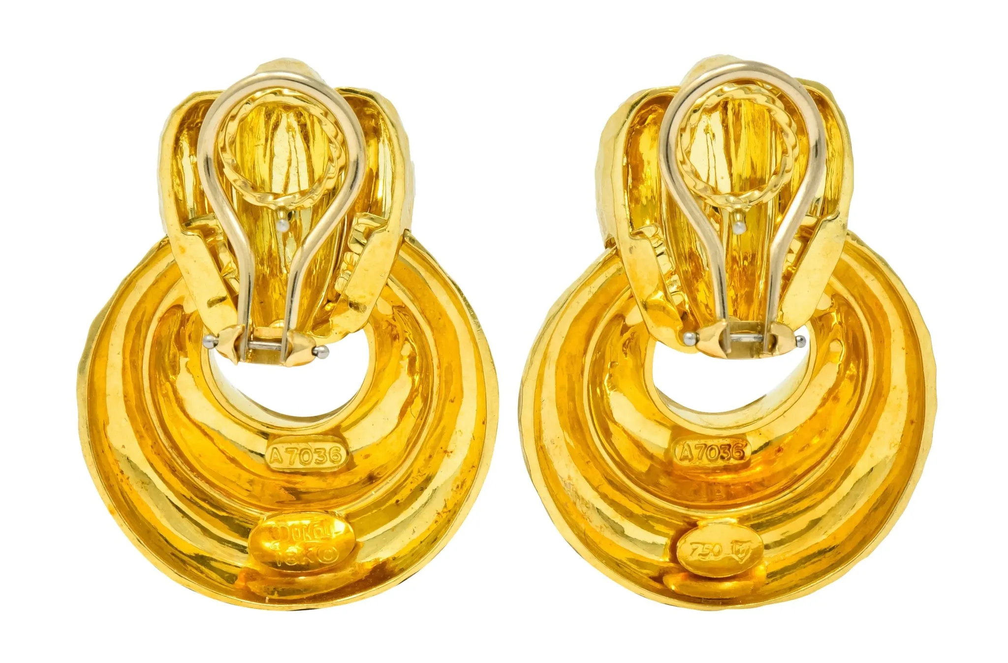 Henry Dunay 18 Karat Yellow Gold Fashionable Door Knocker Earrings