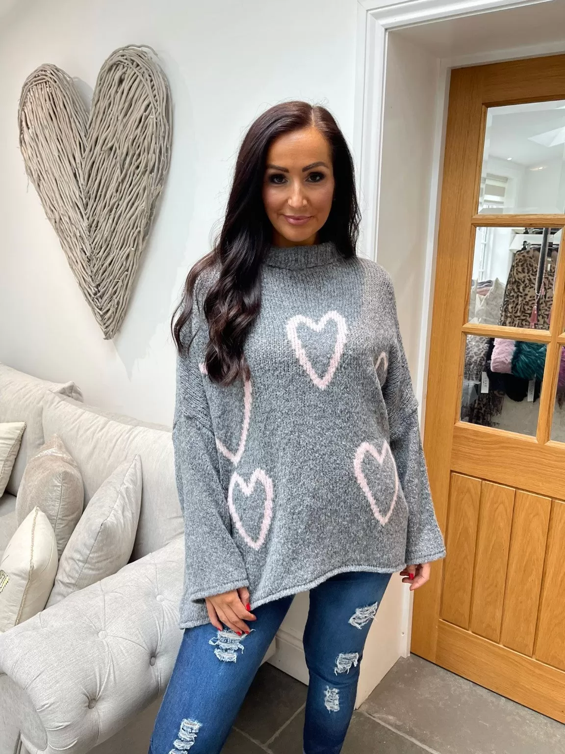 High Neck Love Heart Jumper Lola