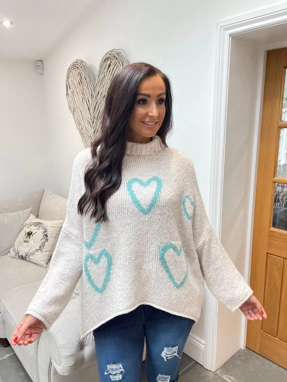 High Neck Love Heart Jumper Lola