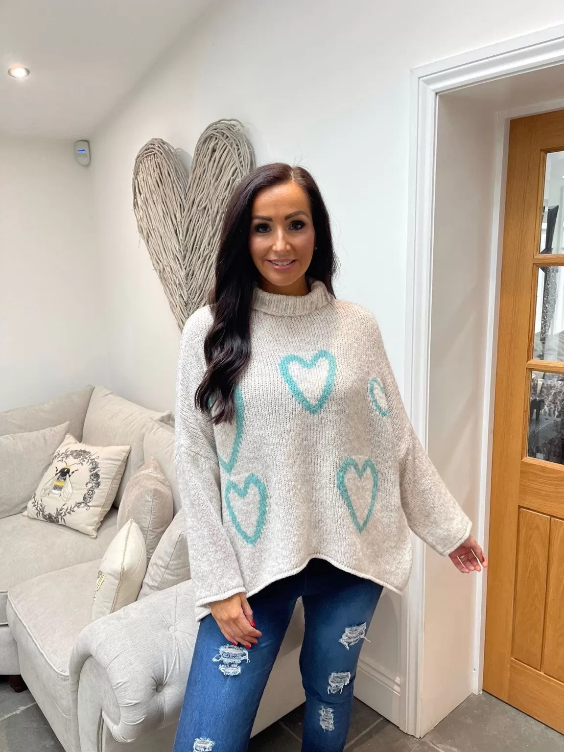 High Neck Love Heart Jumper Lola