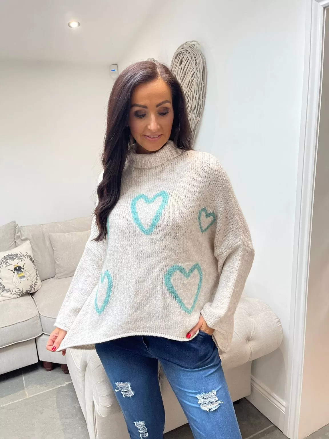 High Neck Love Heart Jumper Lola