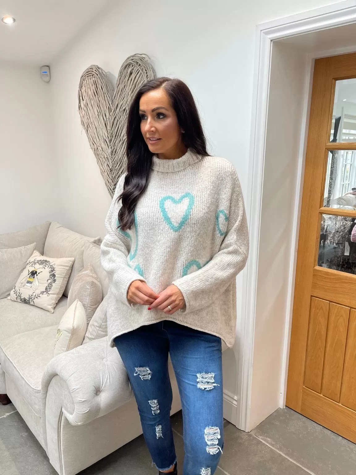 High Neck Love Heart Jumper Lola