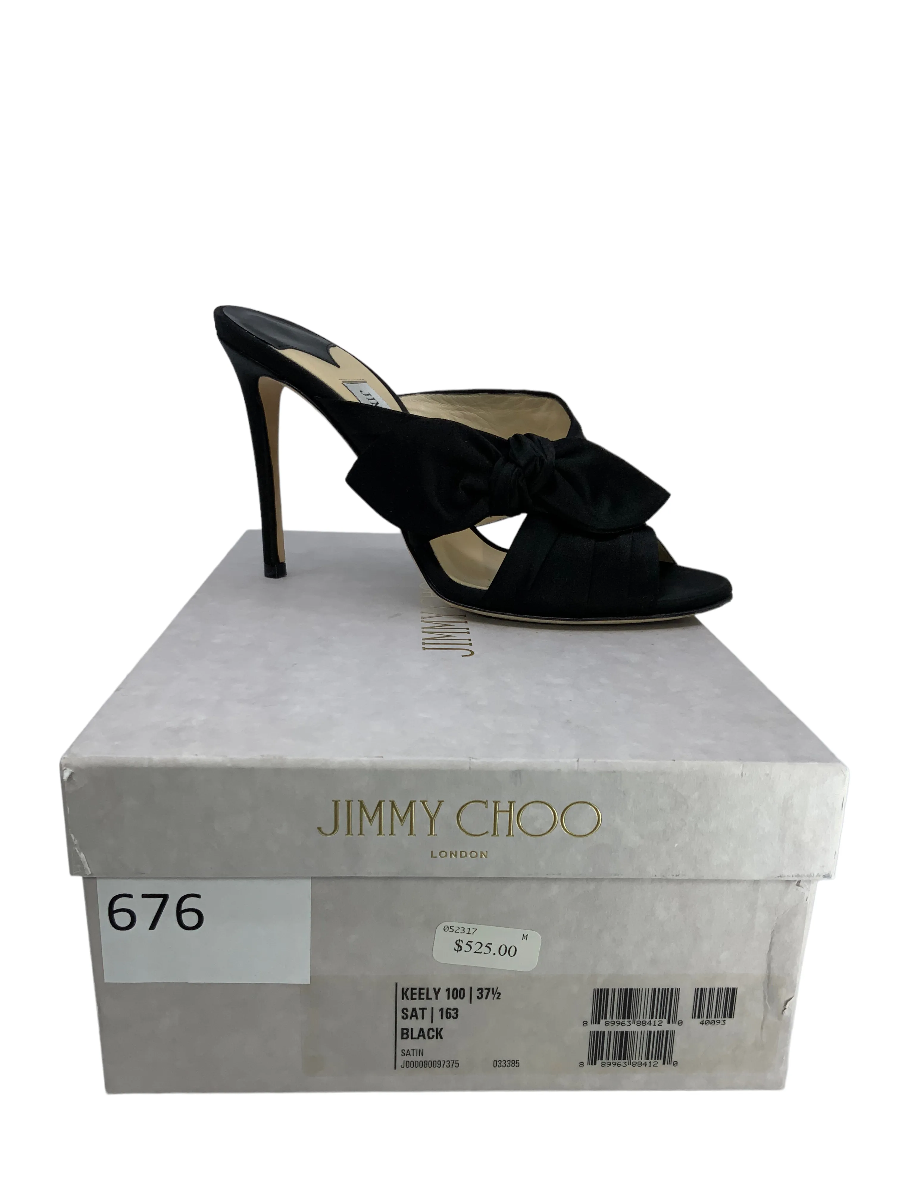 Jimmy Choo Keely Satin Bow Slide Sandals Size 7.5