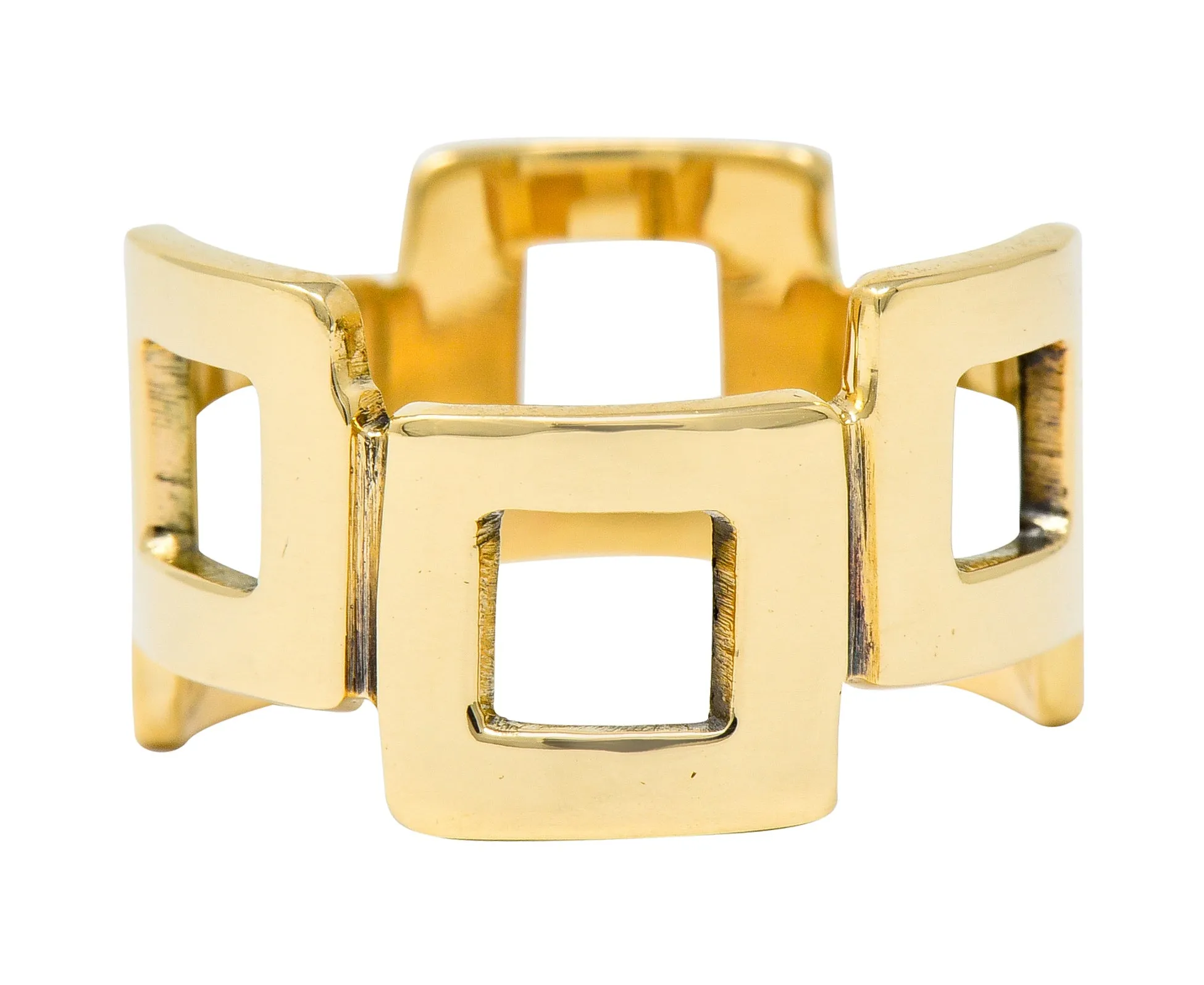 Jules Brenner Modernist 14 Karat Gold Fashionable Cushion Band Ring