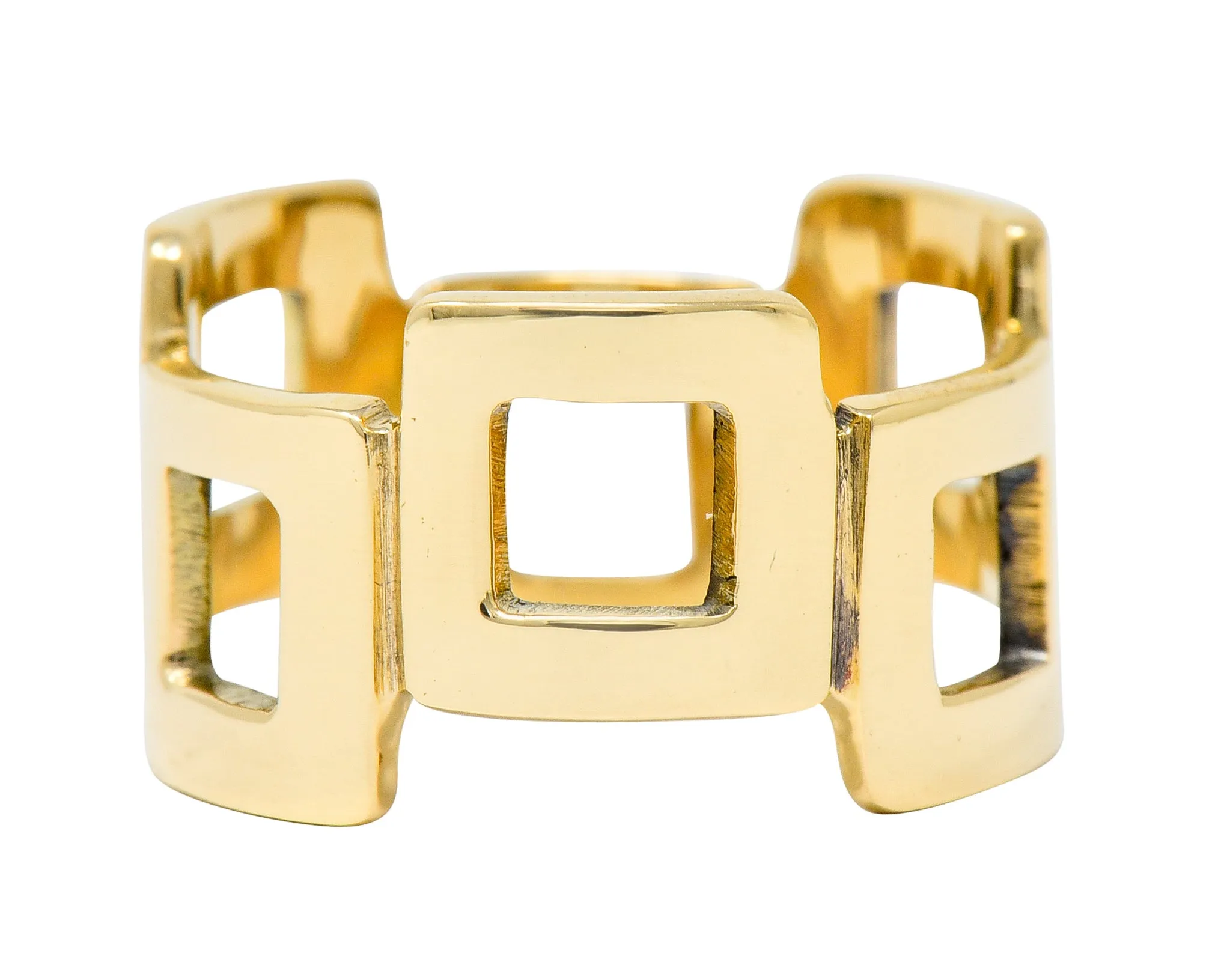 Jules Brenner Modernist 14 Karat Gold Fashionable Cushion Band Ring